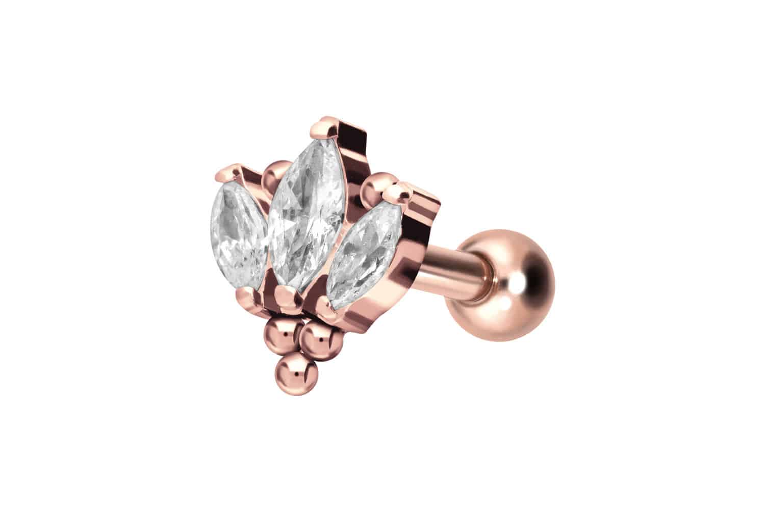 Titan Ohrpiercing mit Innengewinde LOTUSBLÜTE + KUGELN